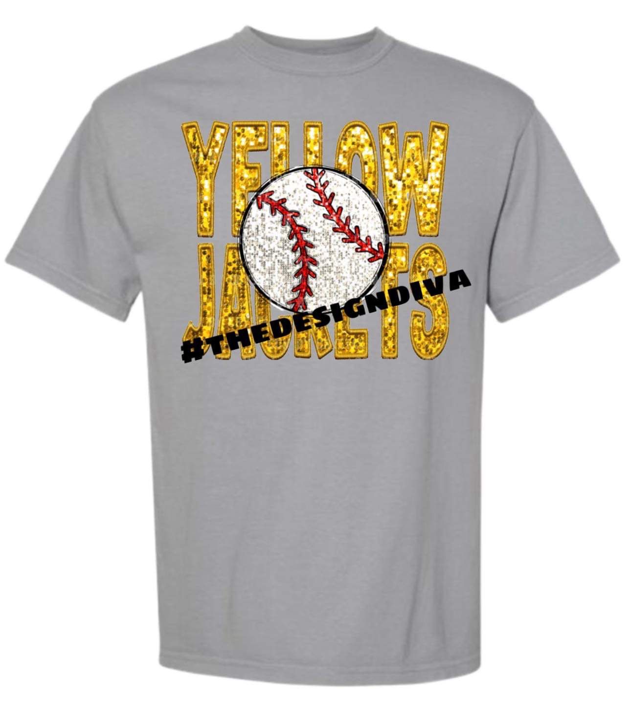 Glitter yellow jackets baseball