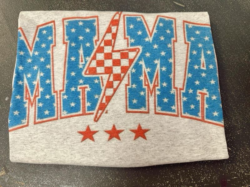 Mama checkered lightening bolt w stars