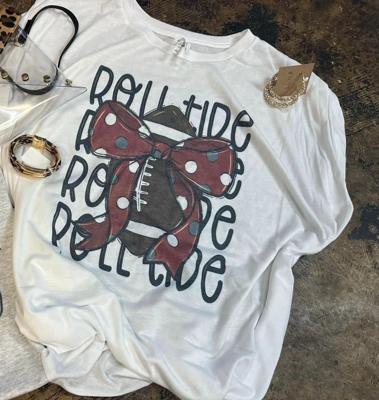College Football Team W Football &amp; Poka Dot Bow