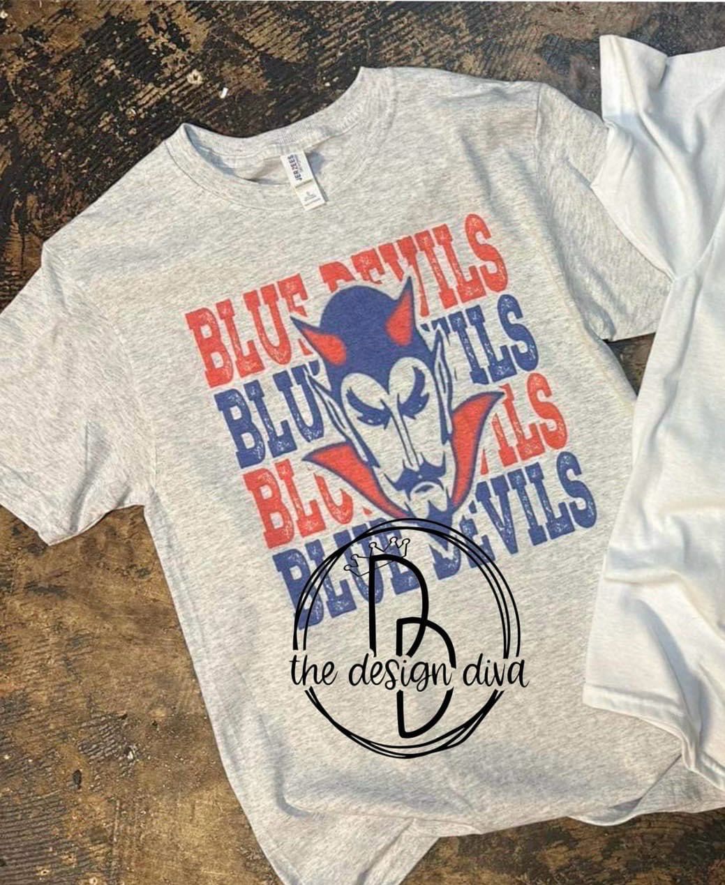 Blue Devils Red And Blue W Devil Head