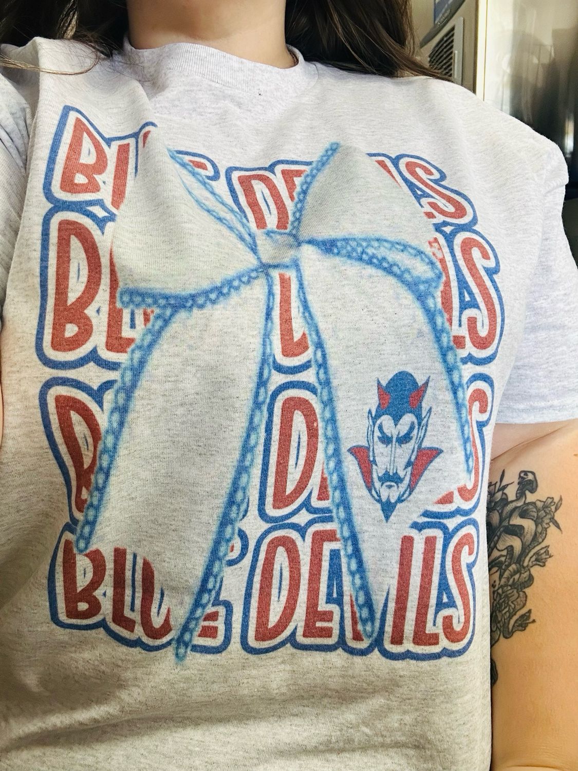 Blue Devils W Bow/mascot Head