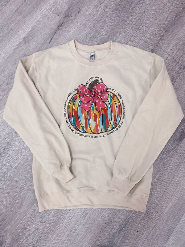 rainbow pumpkin with bow