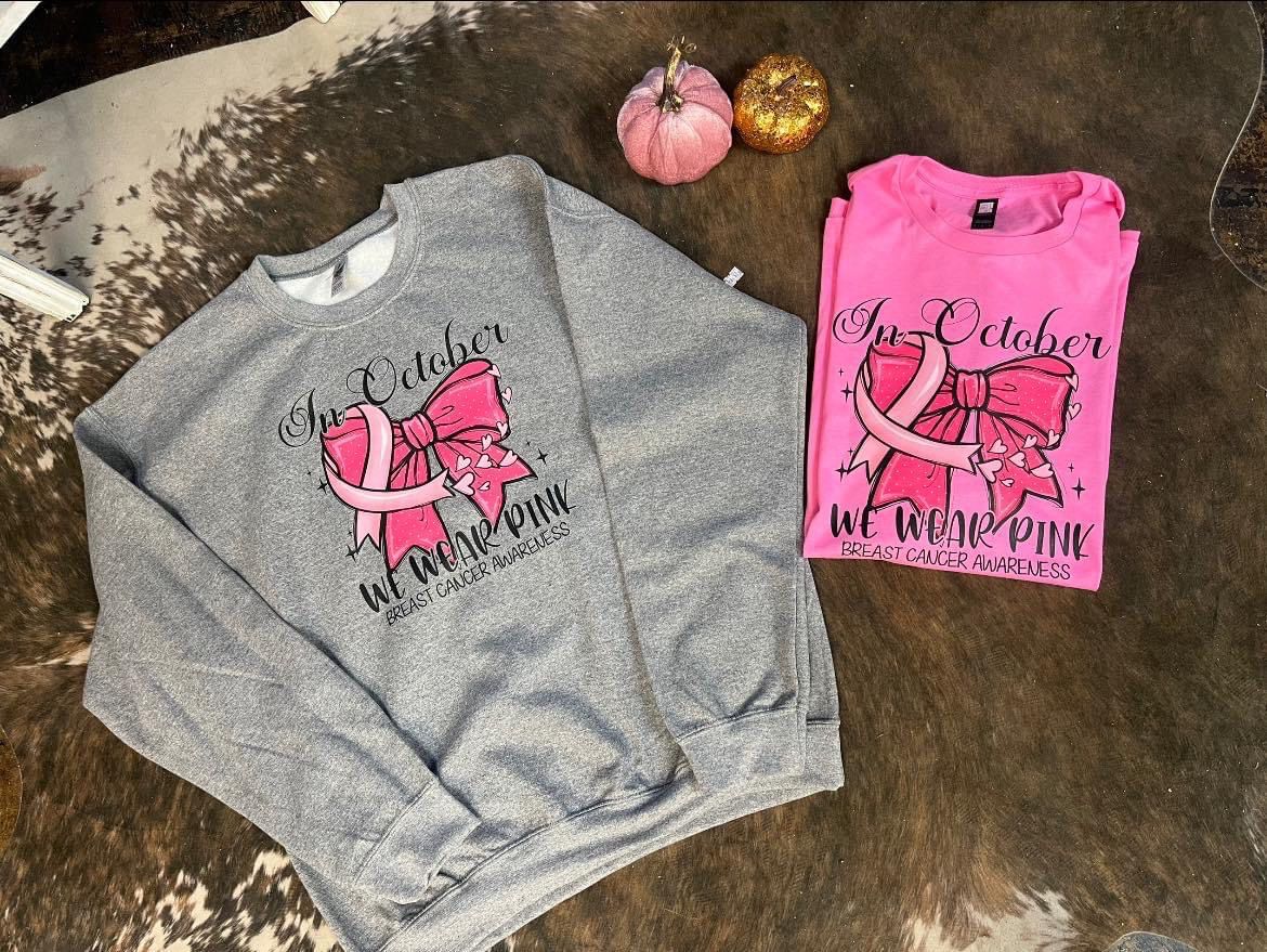In October We Wear Pink Bow Transfer