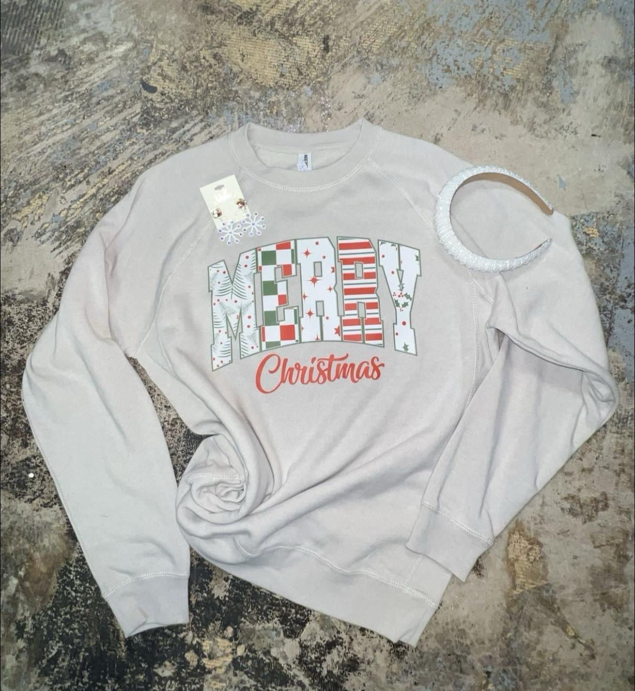 patterned merry Christmas transfer