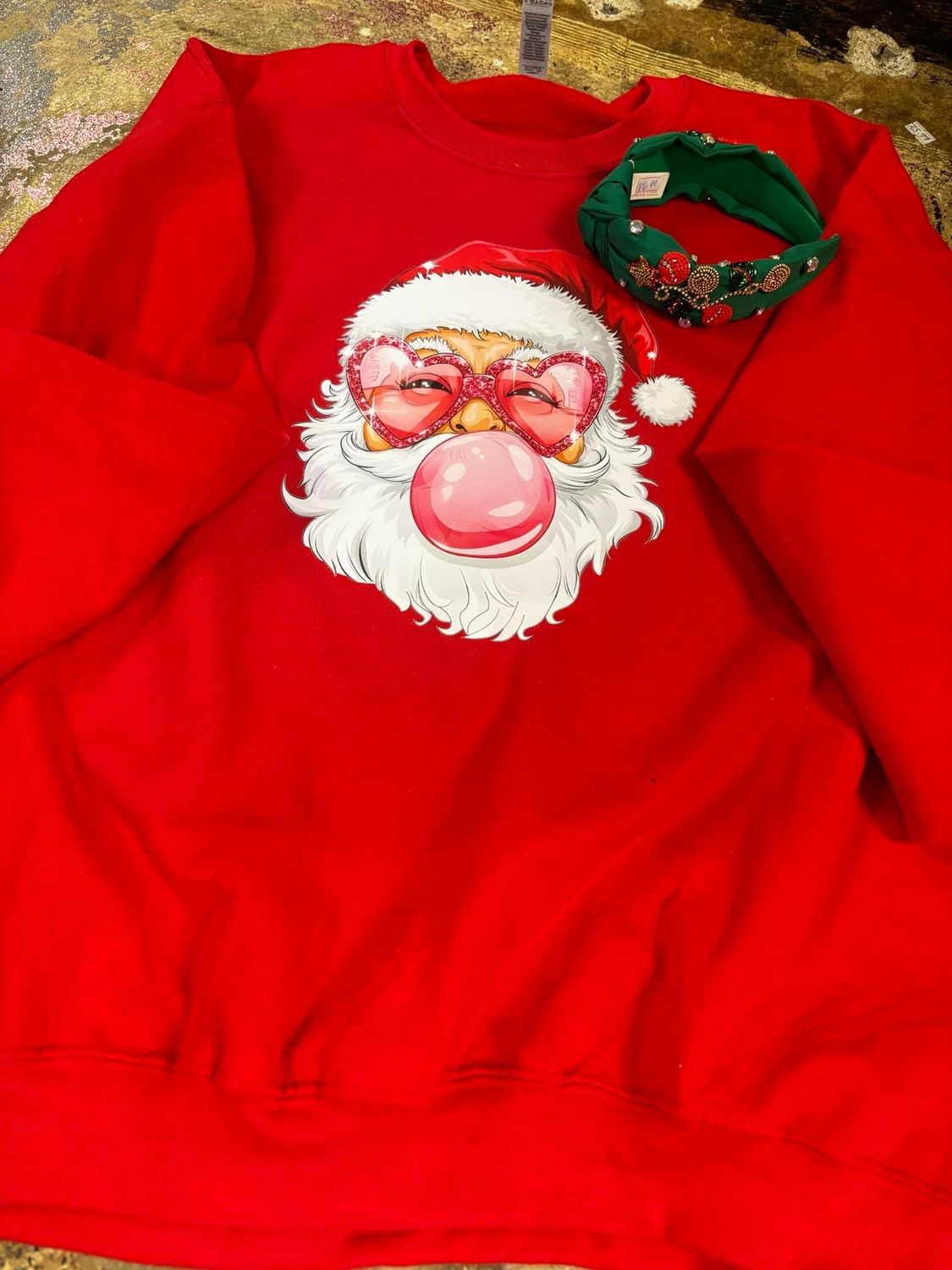 pink sunglasses santa blowing bubble transfer