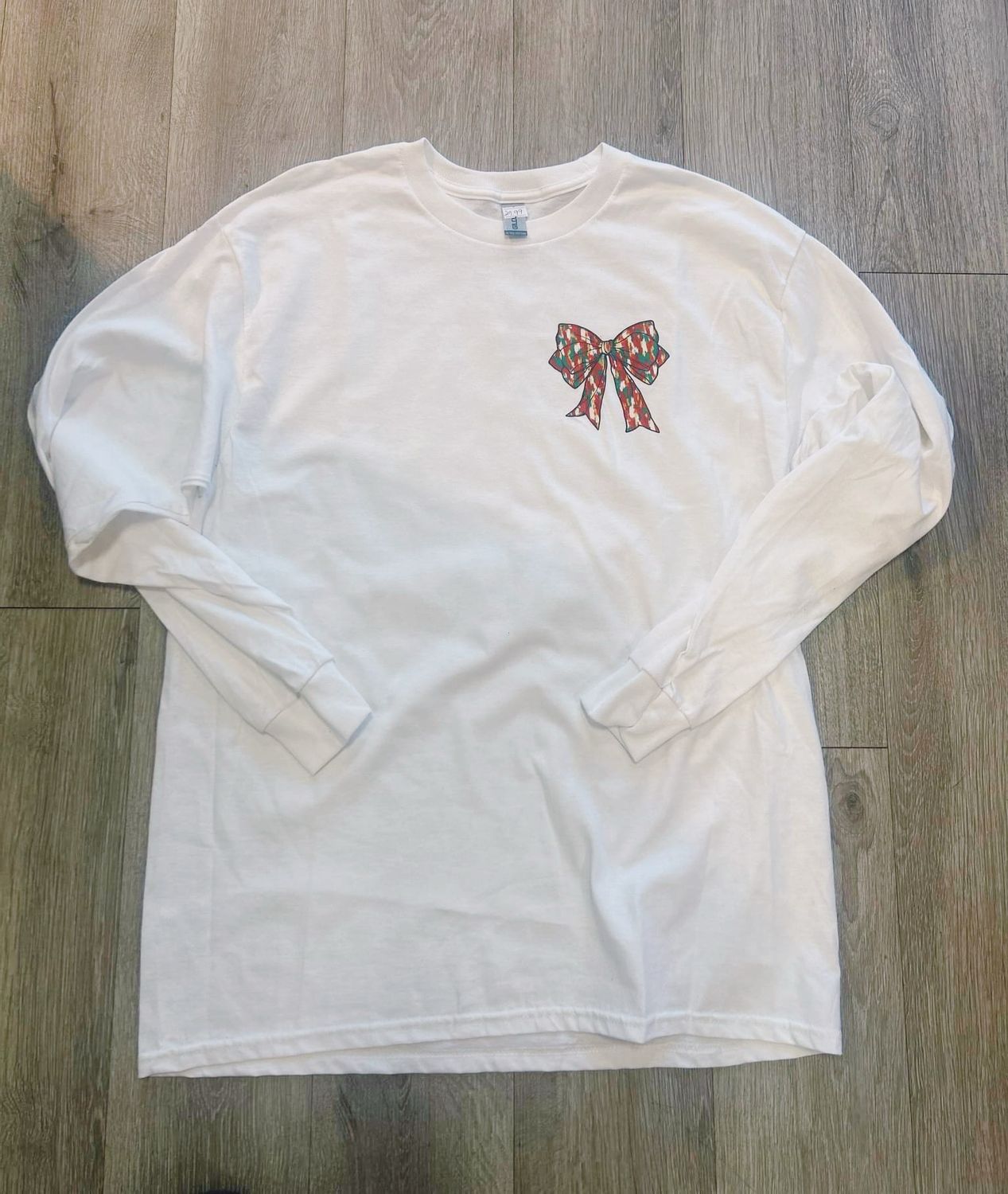 merry Christmas bow front and back transfer