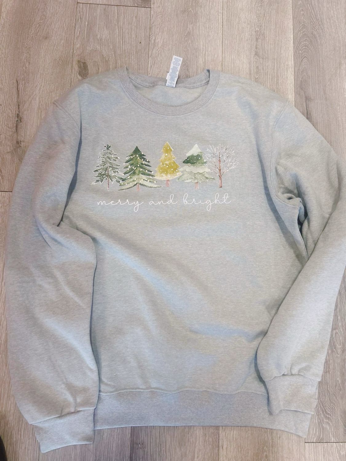merry and bright Christmas trees transfer