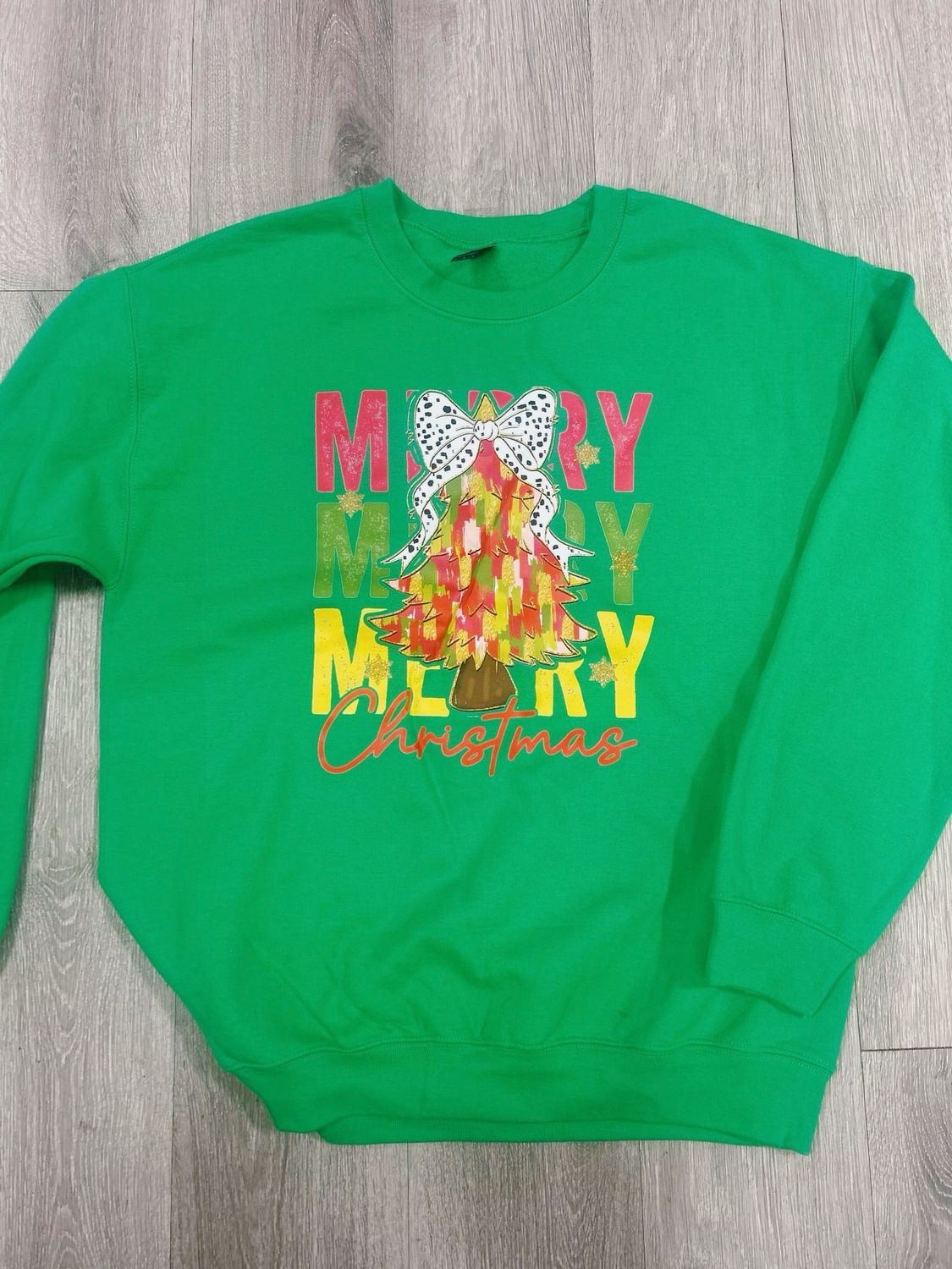 merry christmas colorful bow tree transfer