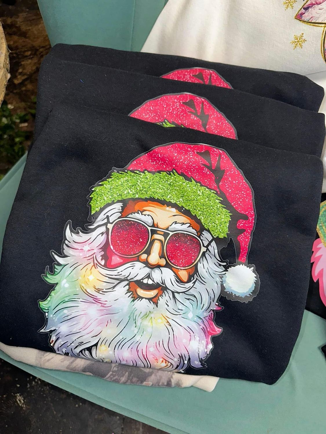 glitter santa transfer