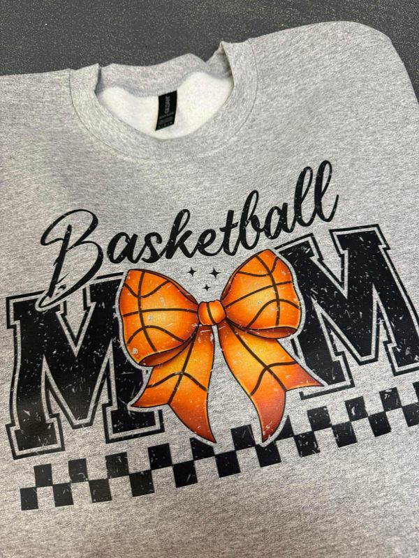 Basketball Mom Checkered With Bow Transfer