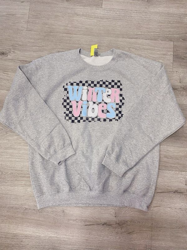 winter vibes checkered transfer