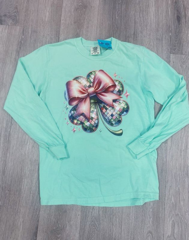 disco 4 leaf clover with bow transfer