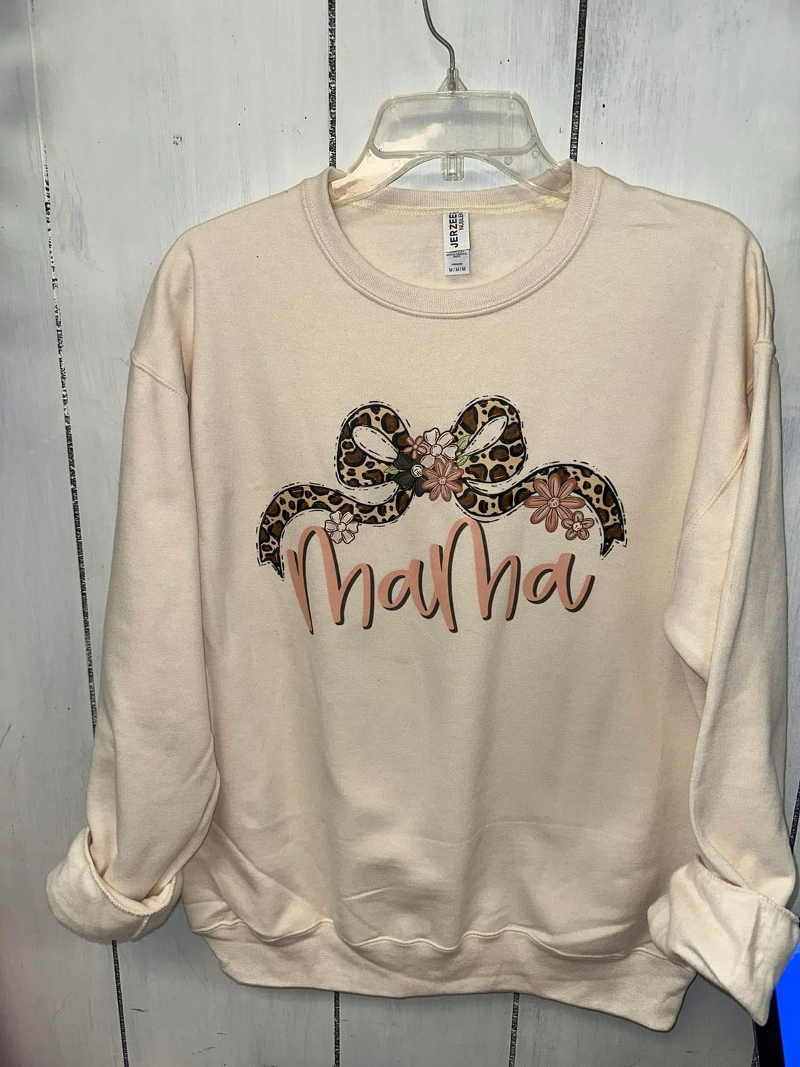 mama leopard flower bow transfer