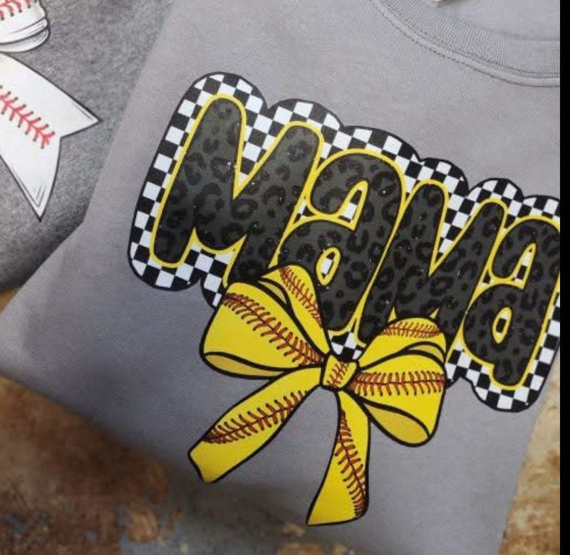MAMA Checkered Softball Bow