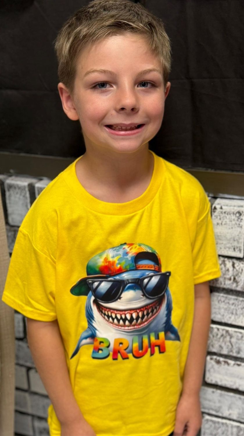 BRUH SHARK in a tyedye hat and sunglasses