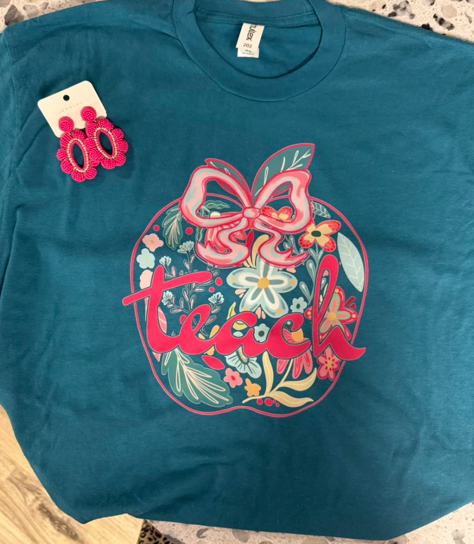 Teach Floral Apple with Bow