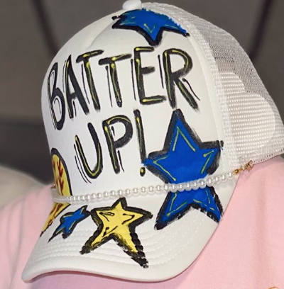 Batter Up softball Stars hand painted trucker hat