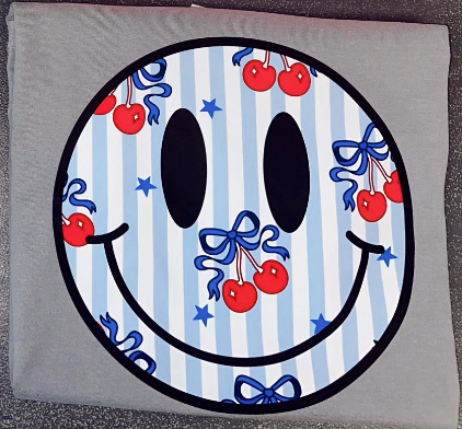 Blue Stripe Cherry Smiley
