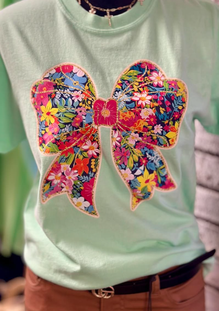 Floral Bow with glitter gold highlights
