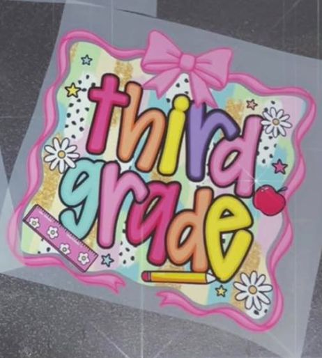 back to school grade pink bow