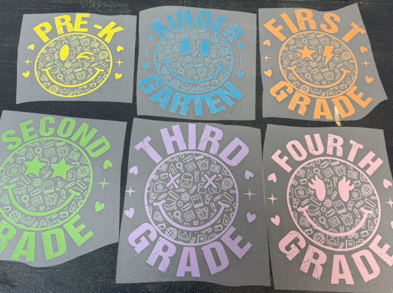 6 different designs smiley face grade school designs