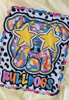 watercolor star eyes bulldog neon