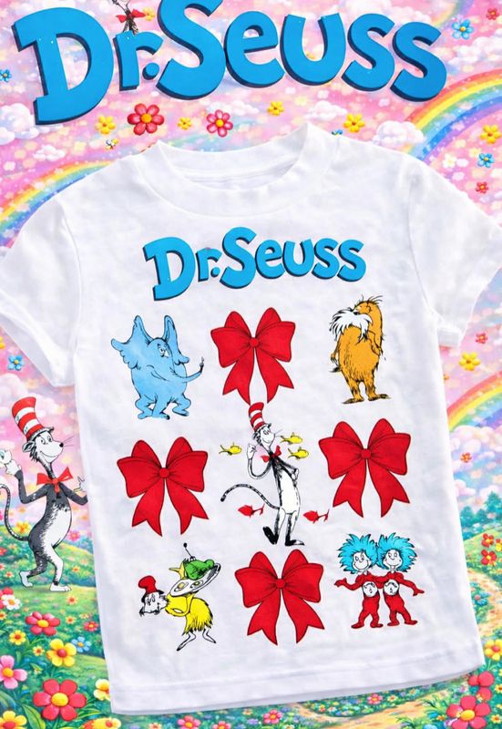 Dr. Seuss Characters Red Bow Pattern