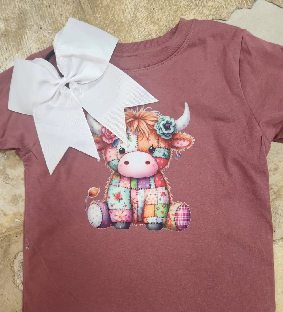 Faux Quilted Baby Highland Cow