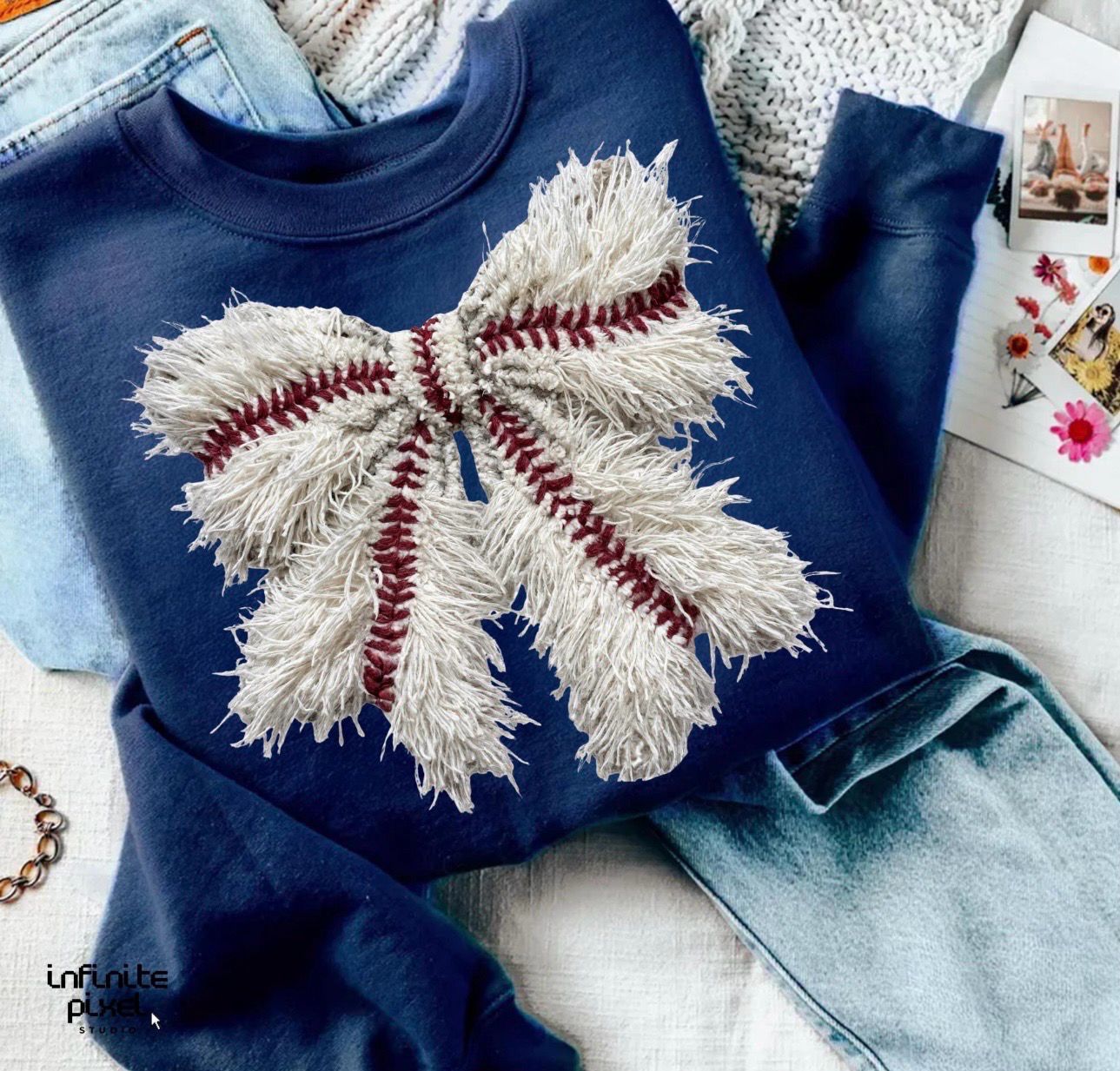 Fluffy Faux Yard Baseball Bow