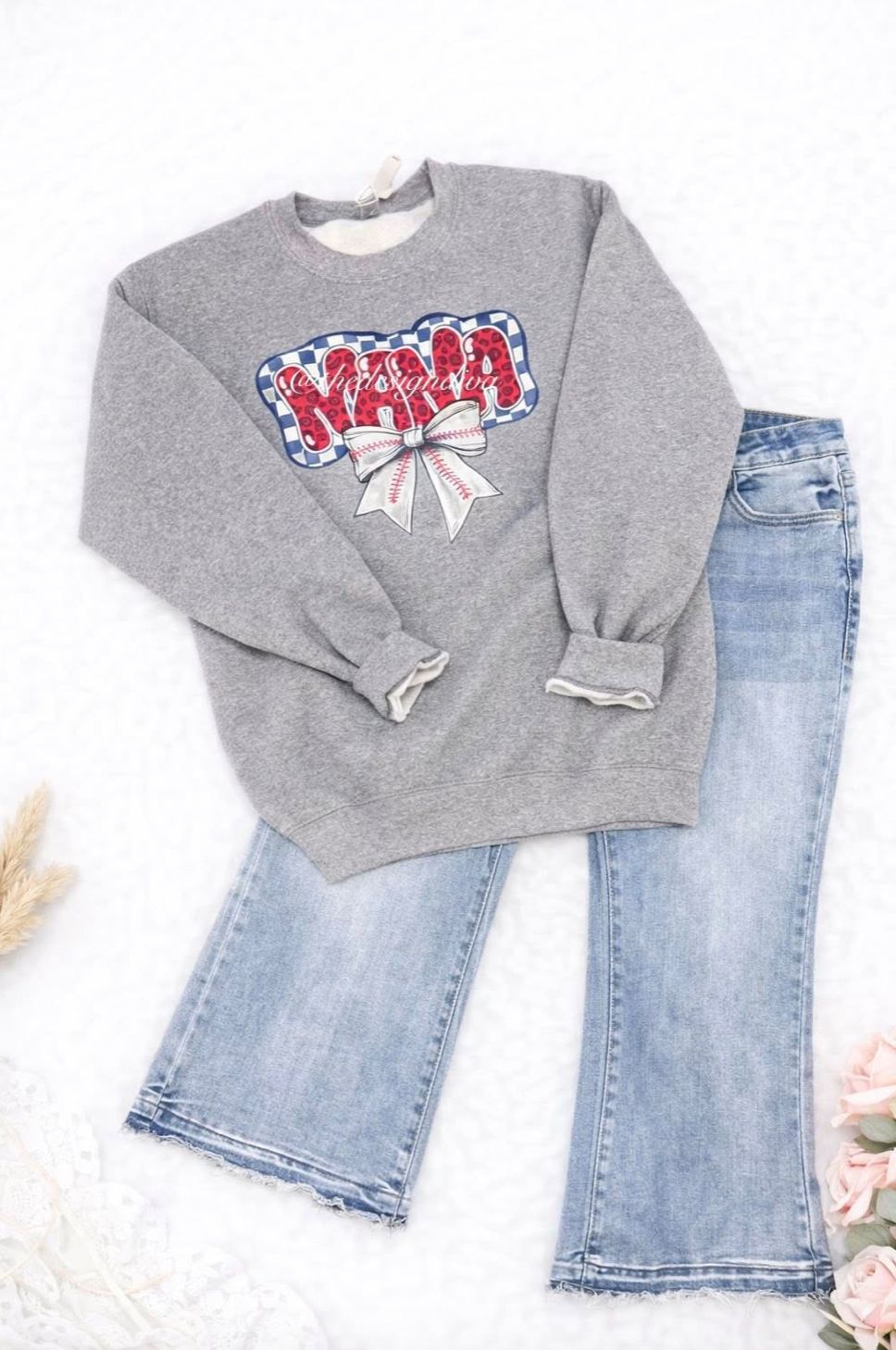 Baseball/Softball Mama Check w/ Bow