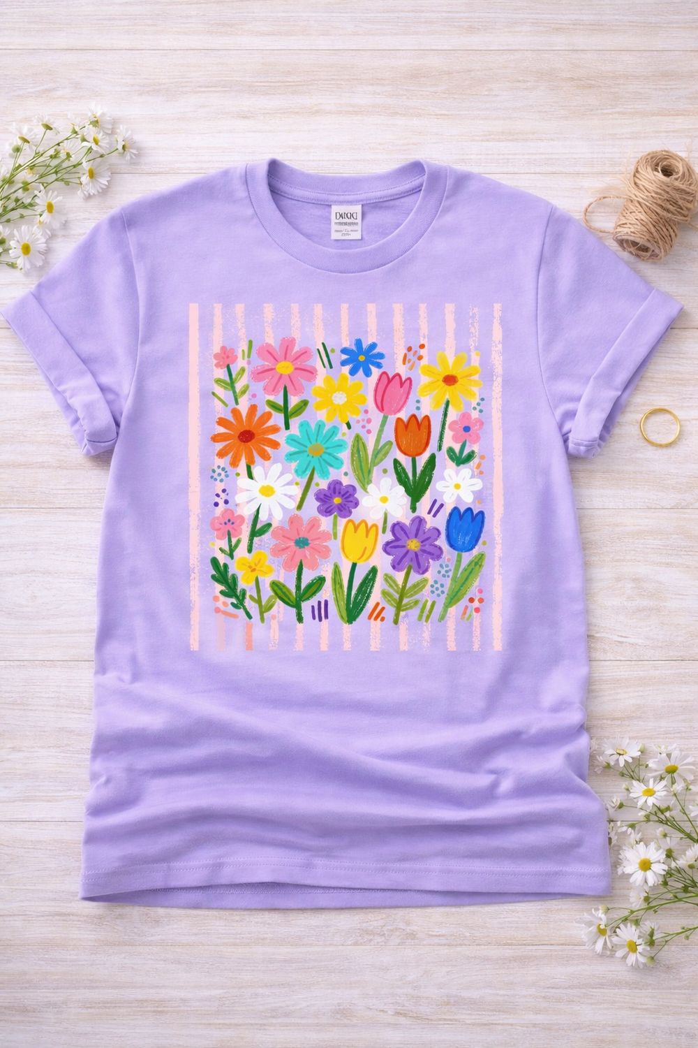 Flowers w stripe background