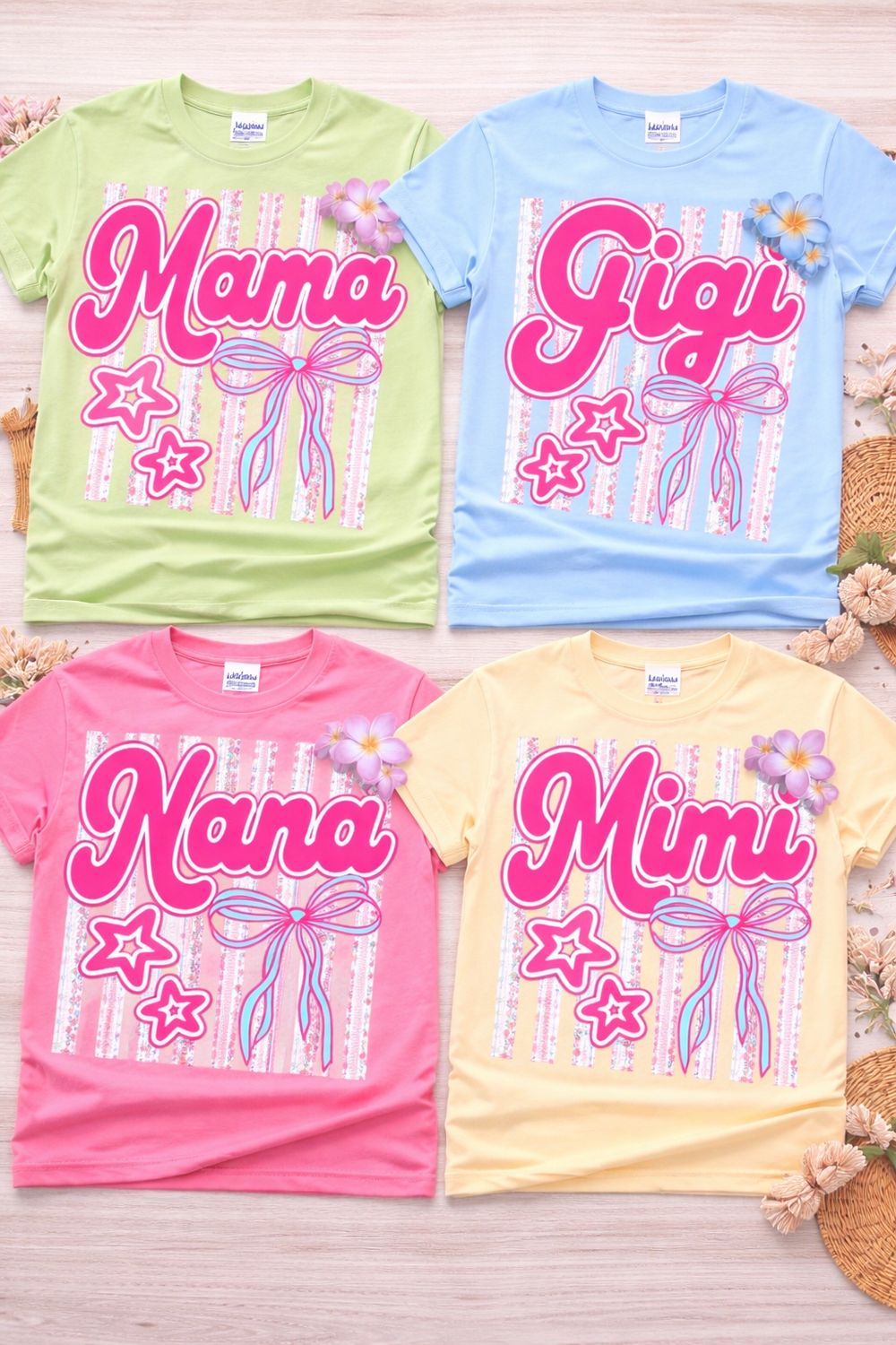 Mom/Grandparent Name Bow Star Stripe