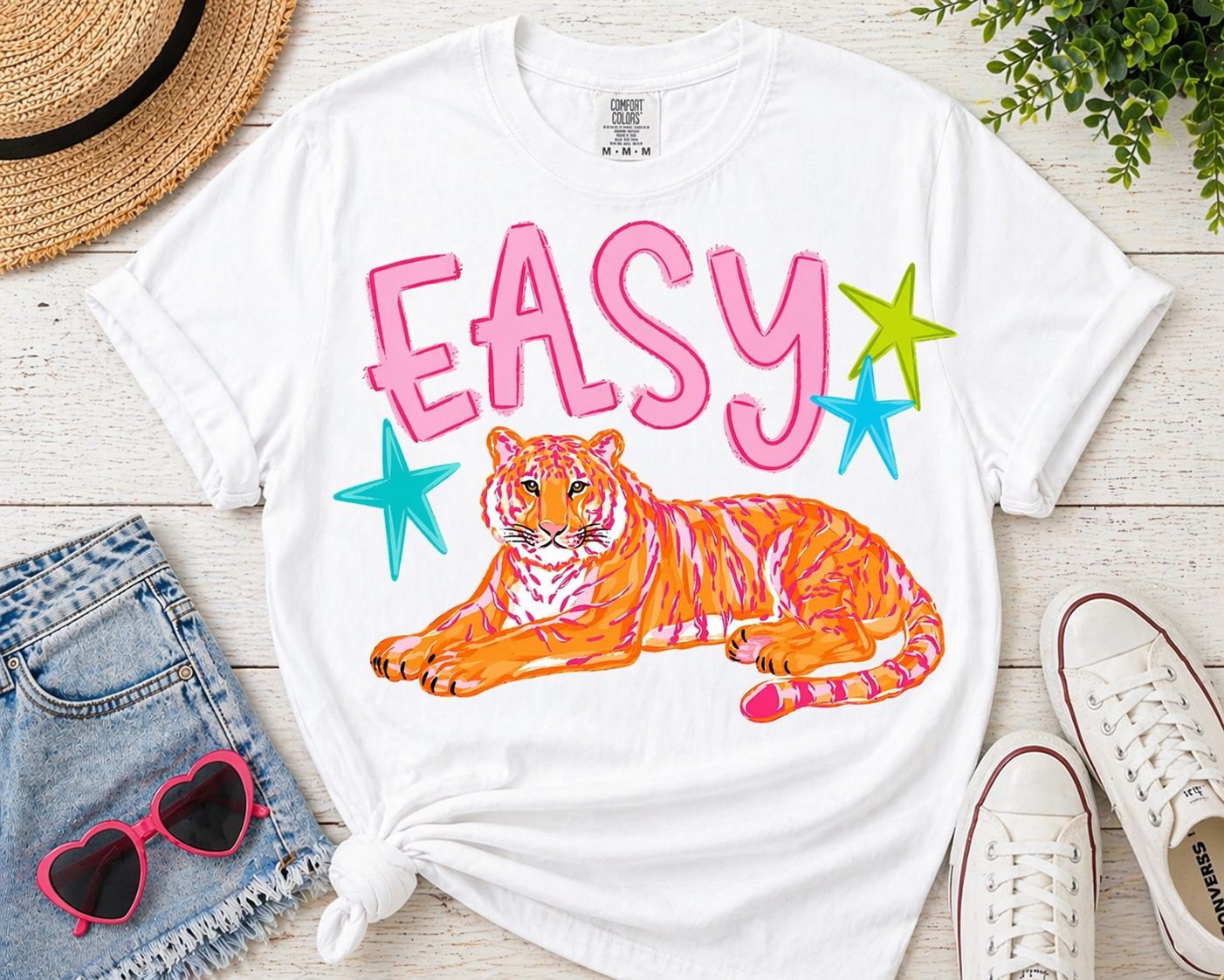 Colorful Easy Tiger with Stars