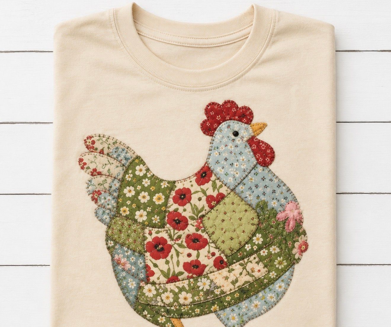 Faux Quilted Hen Transfer Design