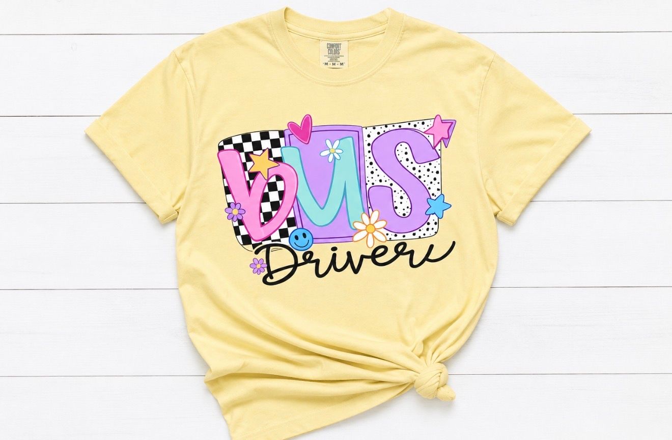Bus Driver - Doodle Checkered Polka Dots