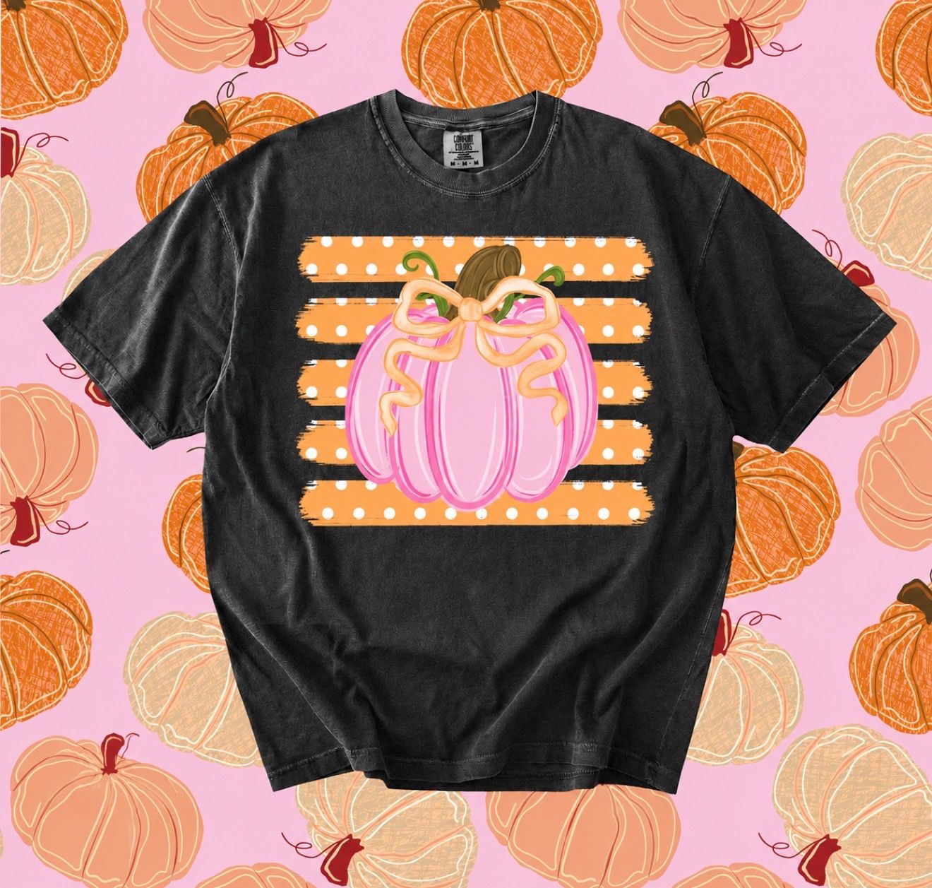 Pink Pumpkin - Orange Stripes