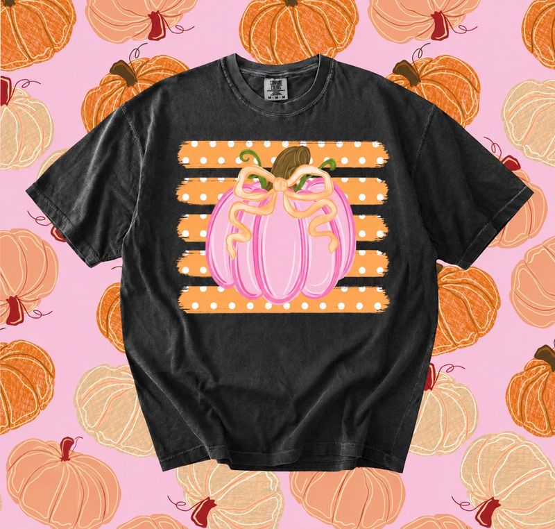 Pink Pumpkin - Orange Stripes