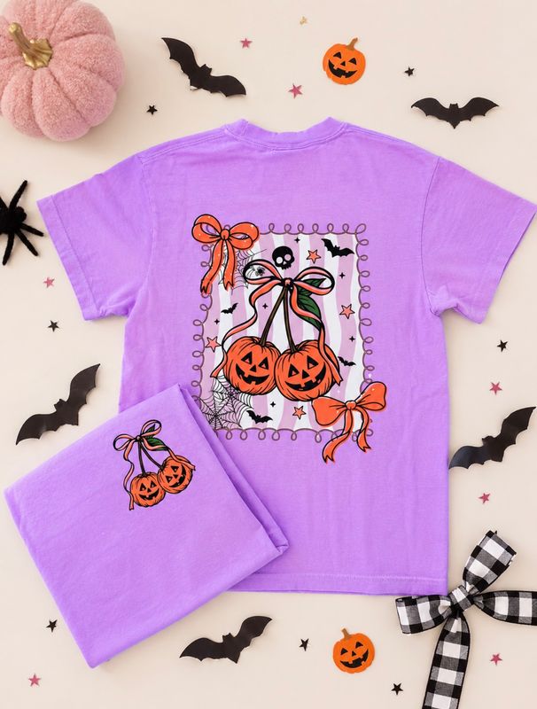 Front Back Two Pumpkins Bows