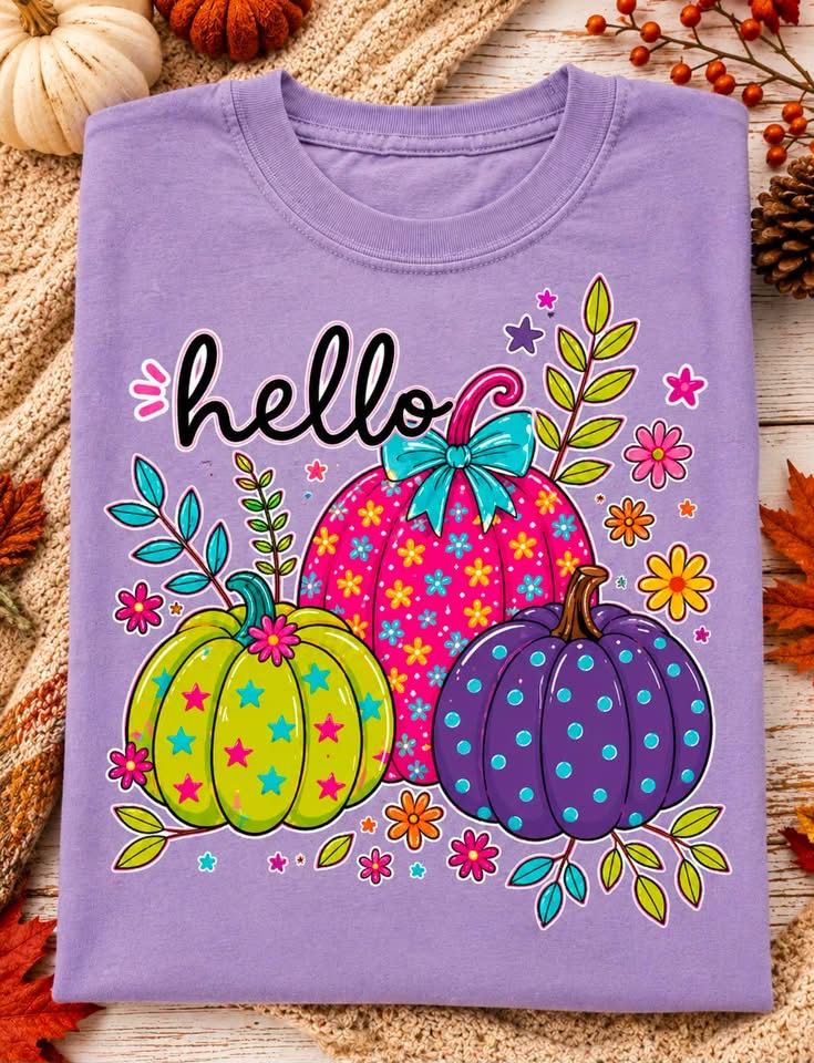 Hello Fall - Colorful Pumpkins