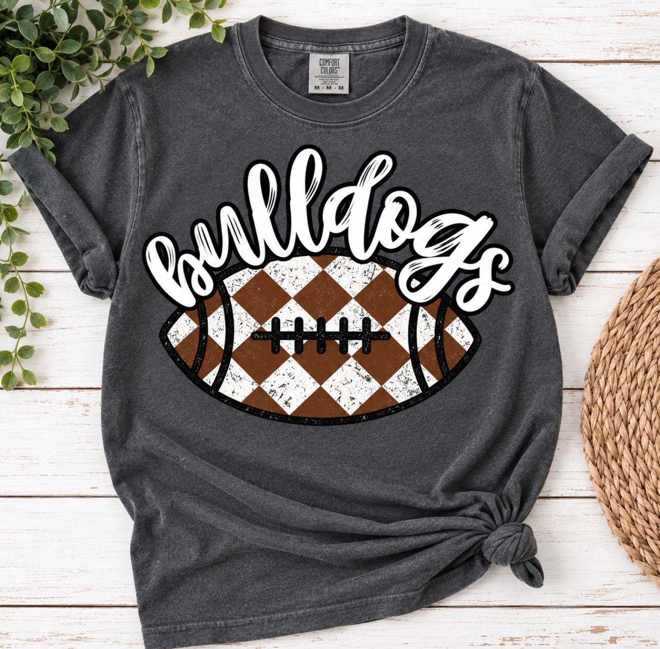 Checked football mascot