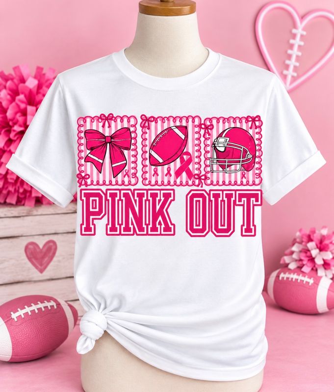 Pink Out Stamp Bow Football Helmet