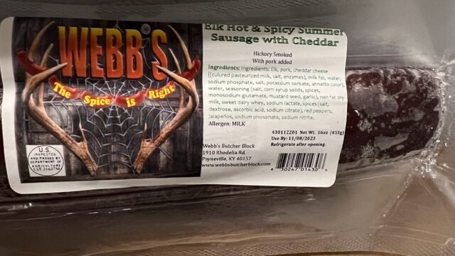 Elk Hot &amp; Spicy Summer Sausage with Cheddar Cheese