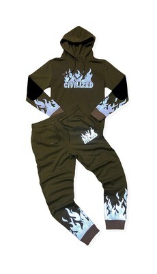 Civilized Reflective 3M Flame Set in Green