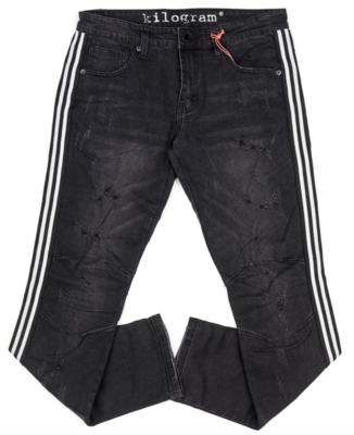 Kilogram Denim Jeans in Washed Black w/ White Stripe