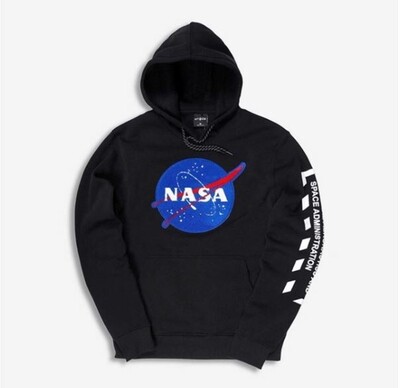 WT02 NASA Hoodie w/ Chenille Patch Logo in Black