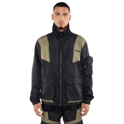 E.P.T.M. Black/Green Color Block Nylon Jacket &amp; Pants Set