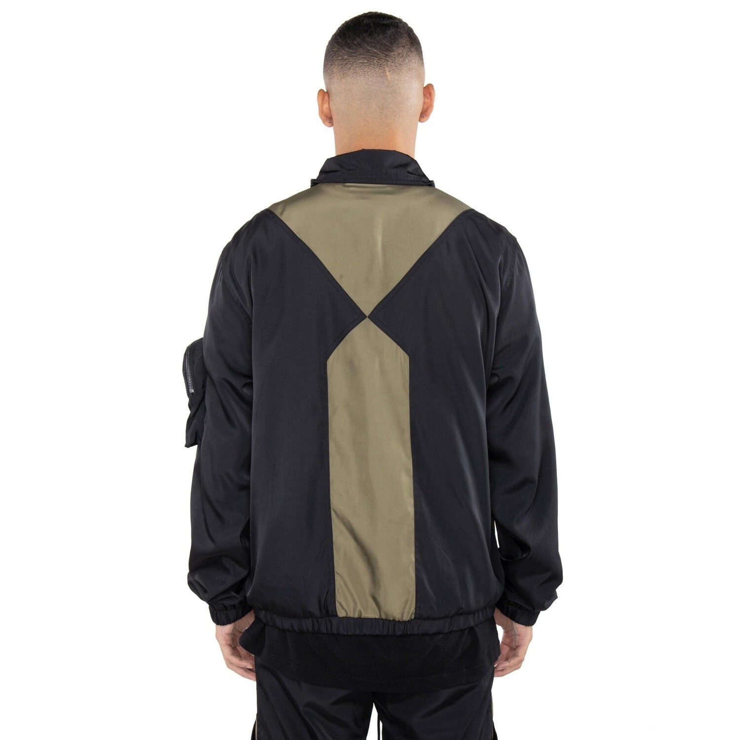 E.P.T.M. Black/Green Color Block Nylon Jacket &amp; Pants Set