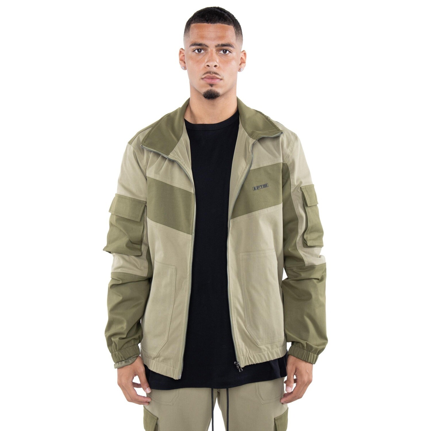 E.P.T.M. Olive Color Block Twill Jacket &amp; Pants Set