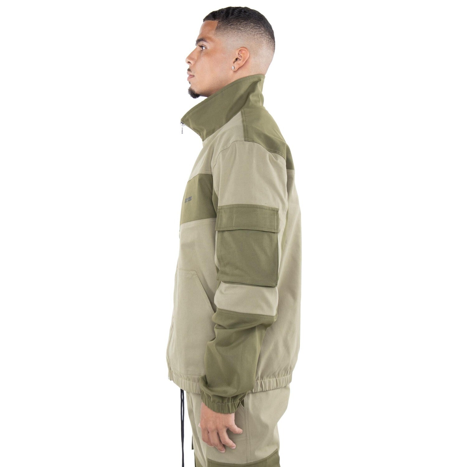 E.P.T.M. Olive Color Block Twill Jacket &amp; Pants Set