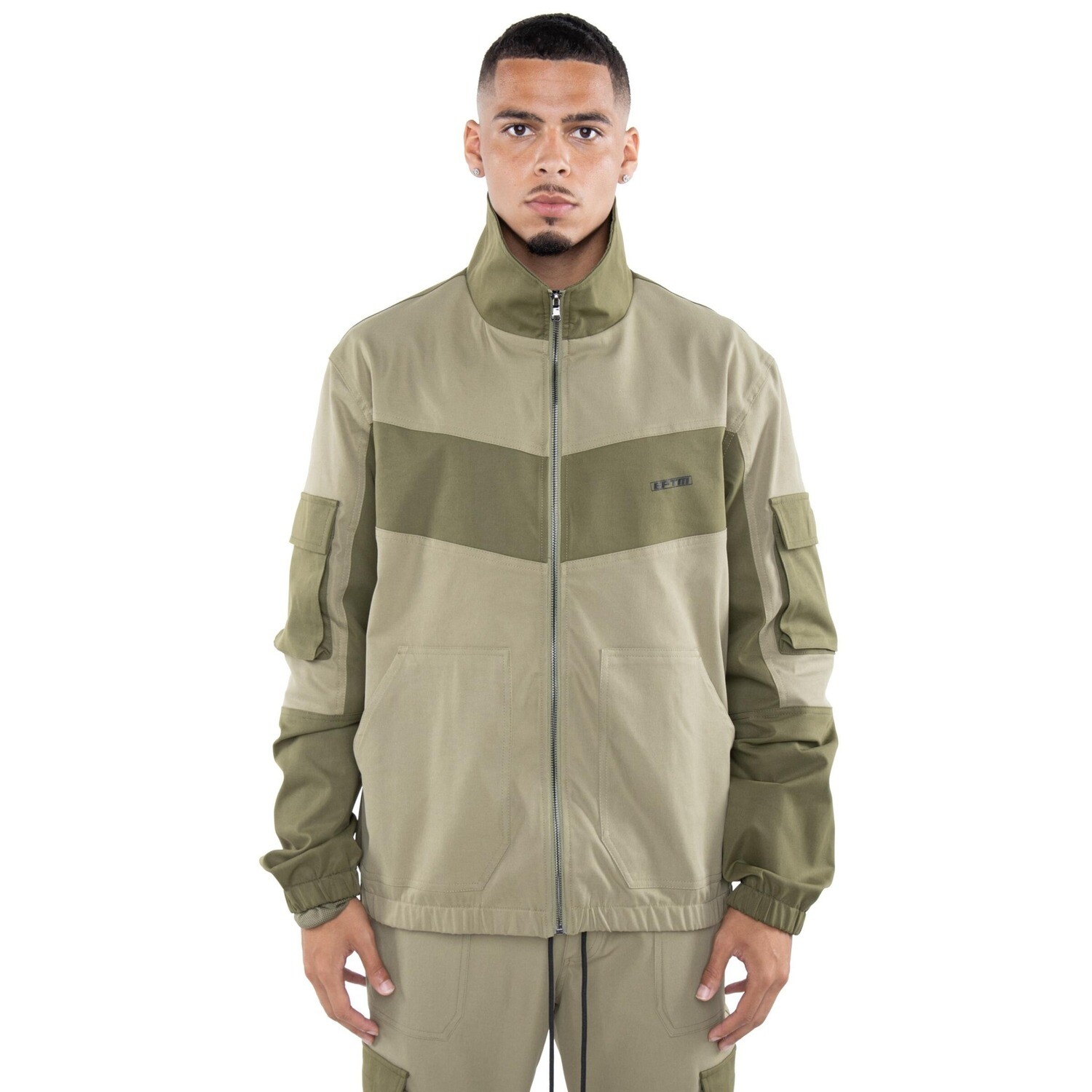 E.P.T.M. Olive Color Block Twill Jacket &amp; Pants Set